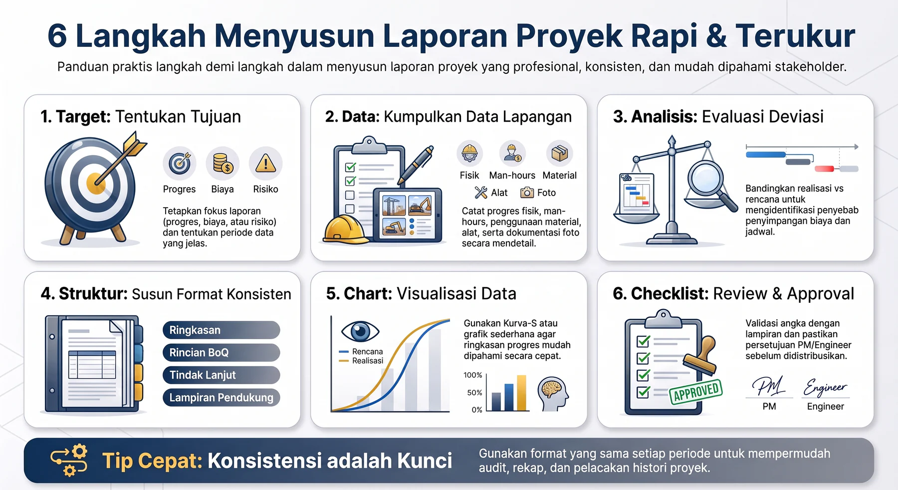 6 langkah menyusun laporan proyek