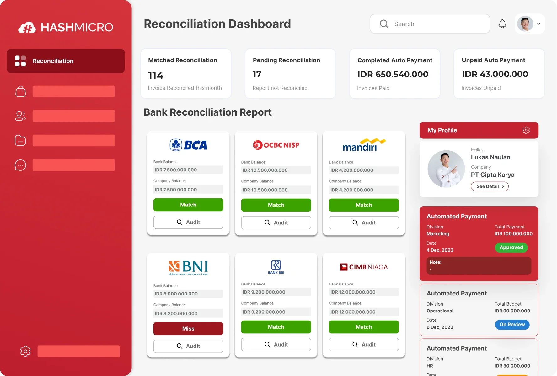 Bank Reconciliation feature