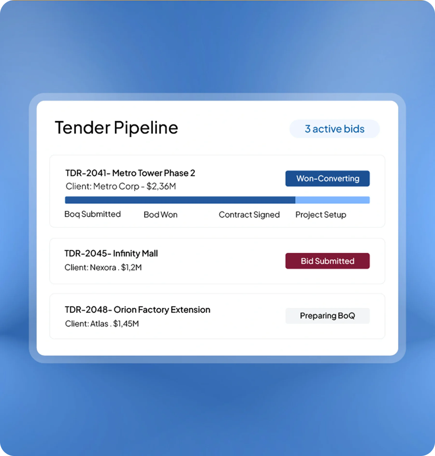 construction software feature page HashMicro for Tender, BOQ & Project Setup