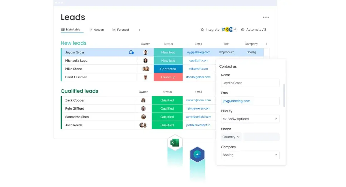 Monday Sales CRM