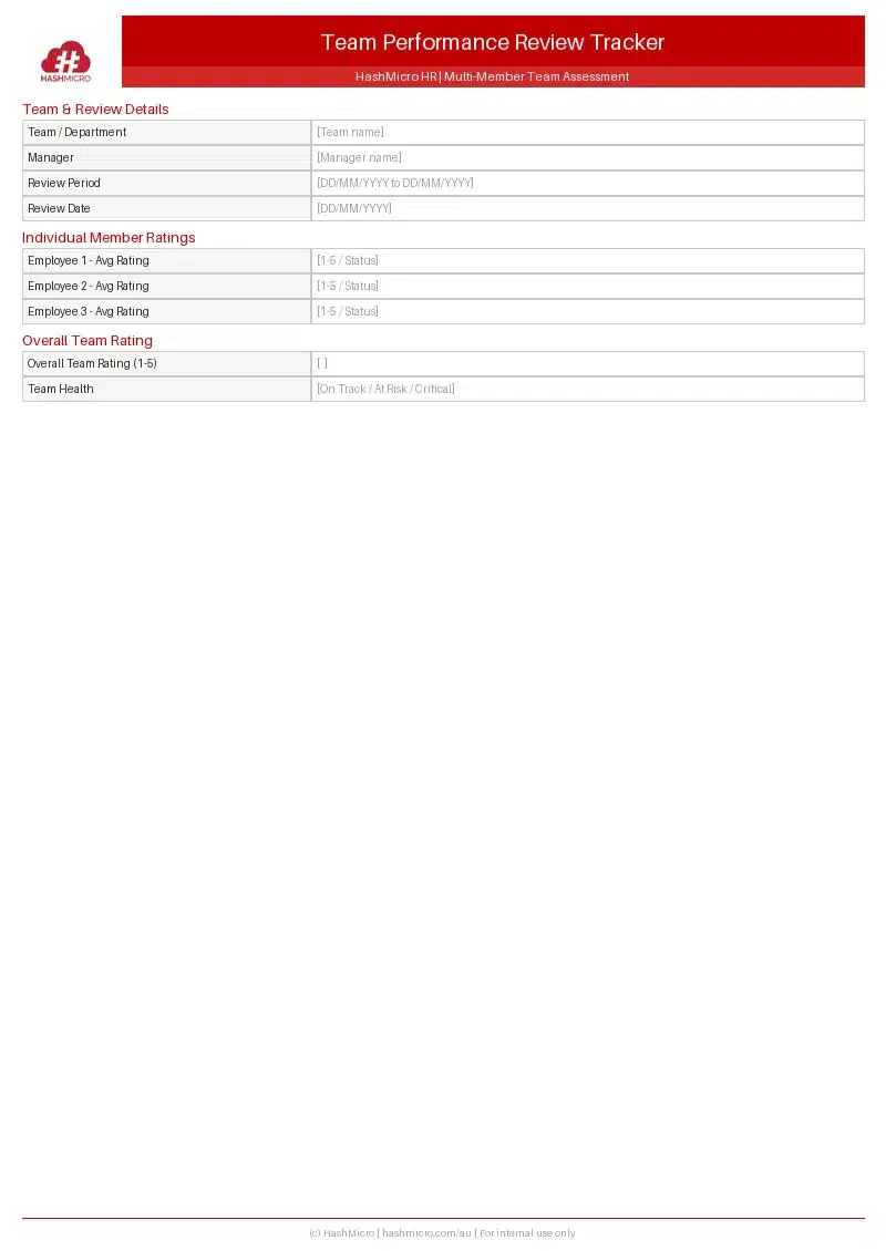 Team perfomance review tracker
