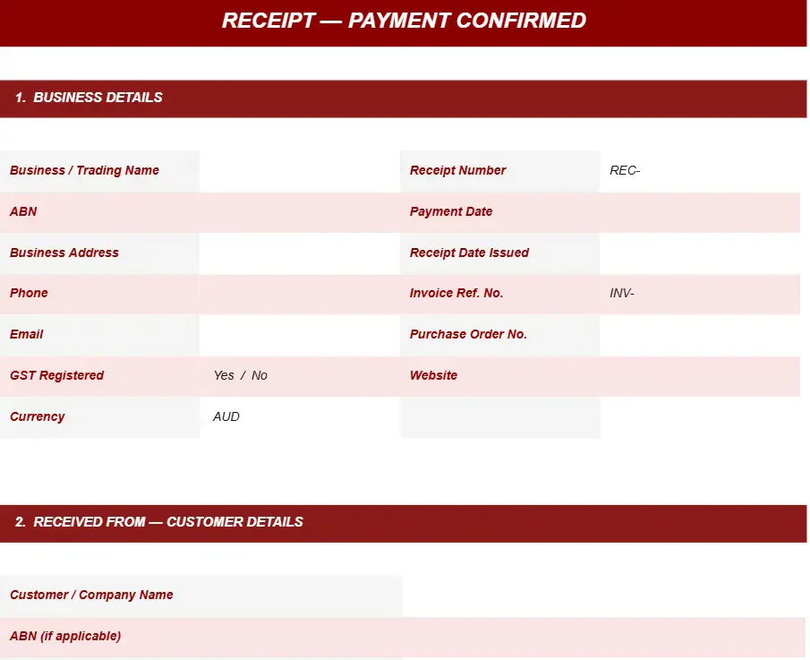 RECEIPT TEMPLATE
