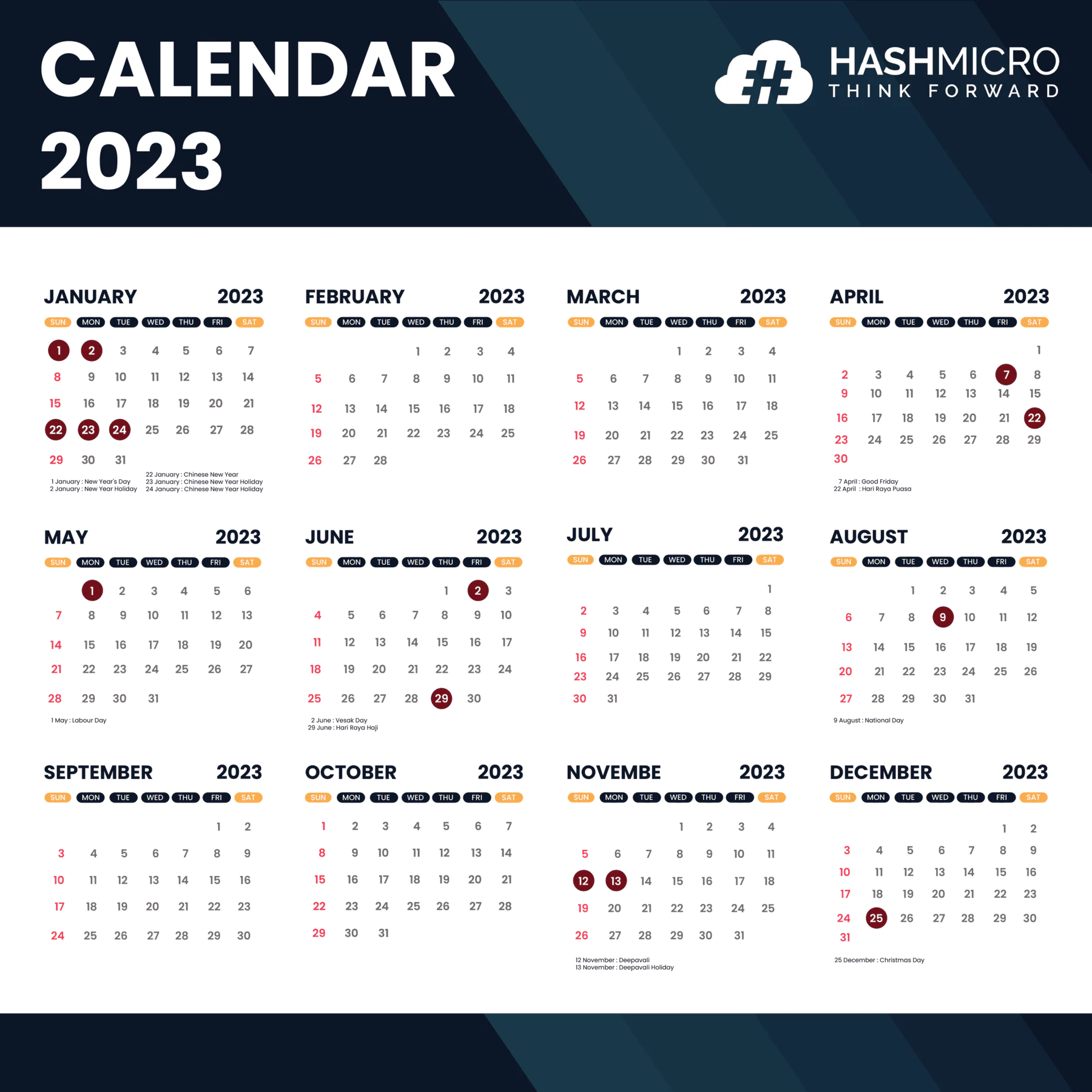Singapore Public Holiday & Long Weekend 2023
