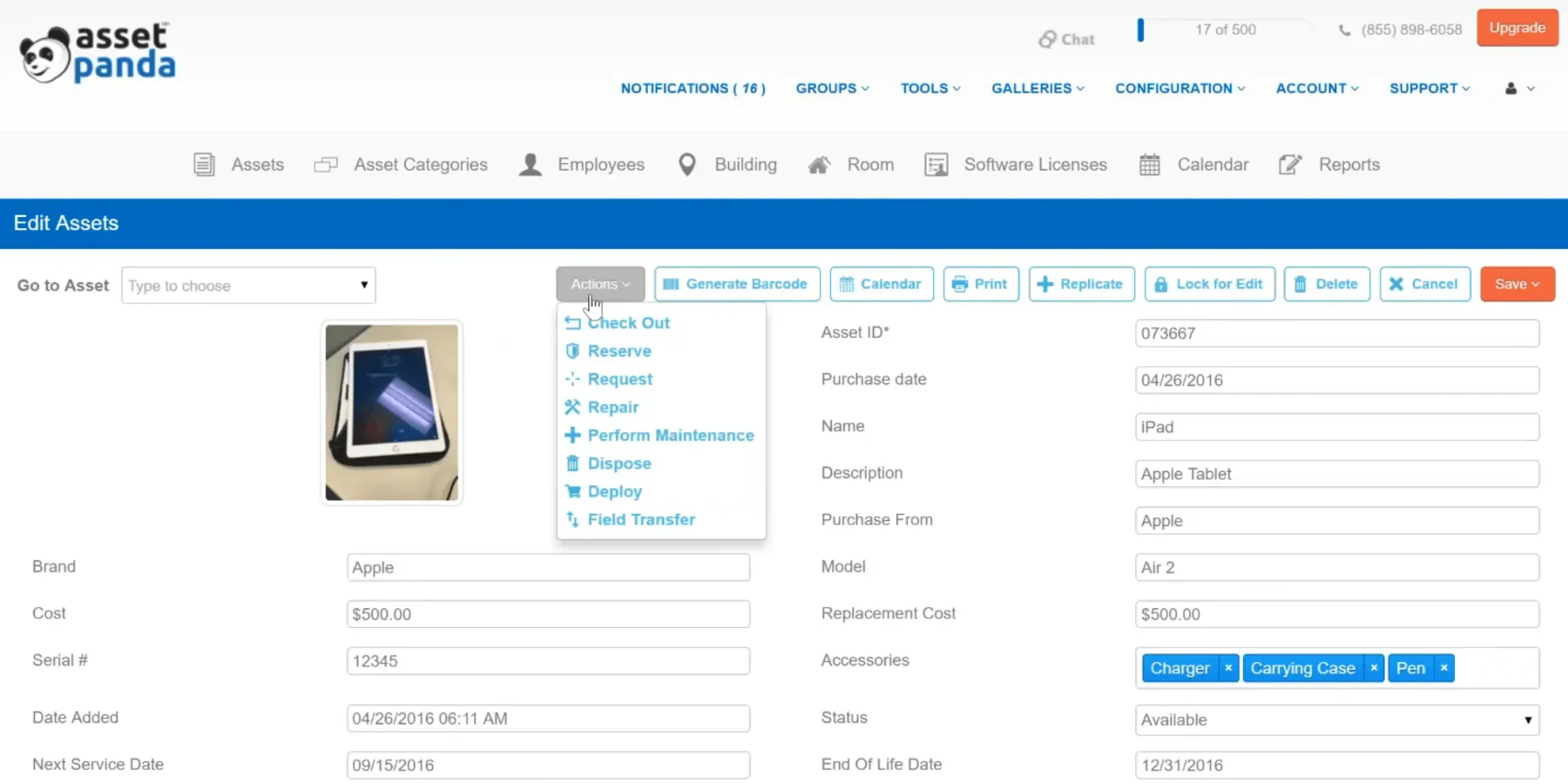 Asset Panda agriculture asset software
