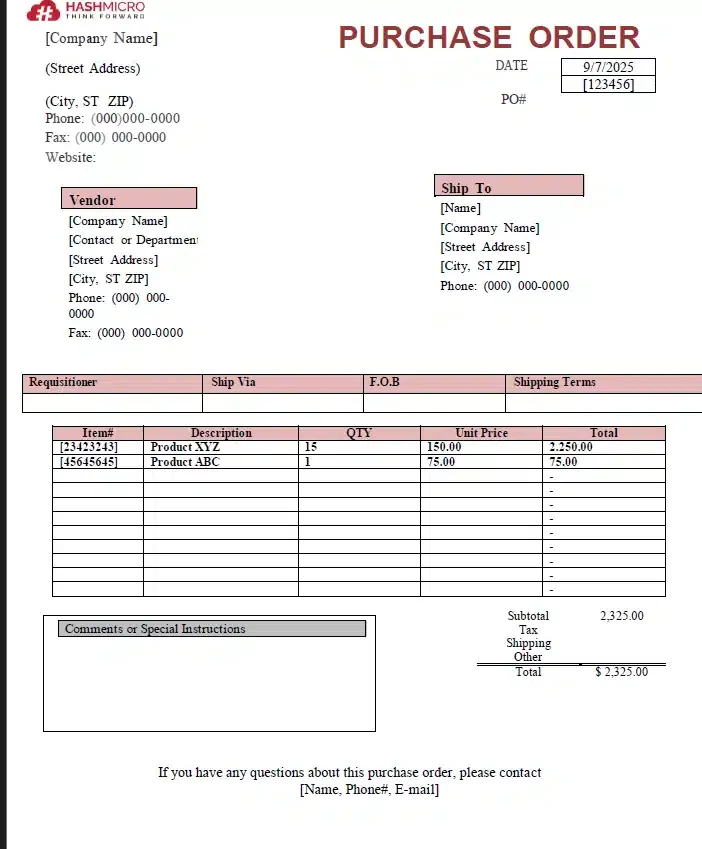 Contoh Dokumen Purchase Order Manual