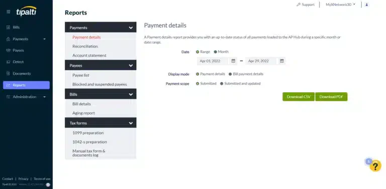 Tipalti Financial reporting software