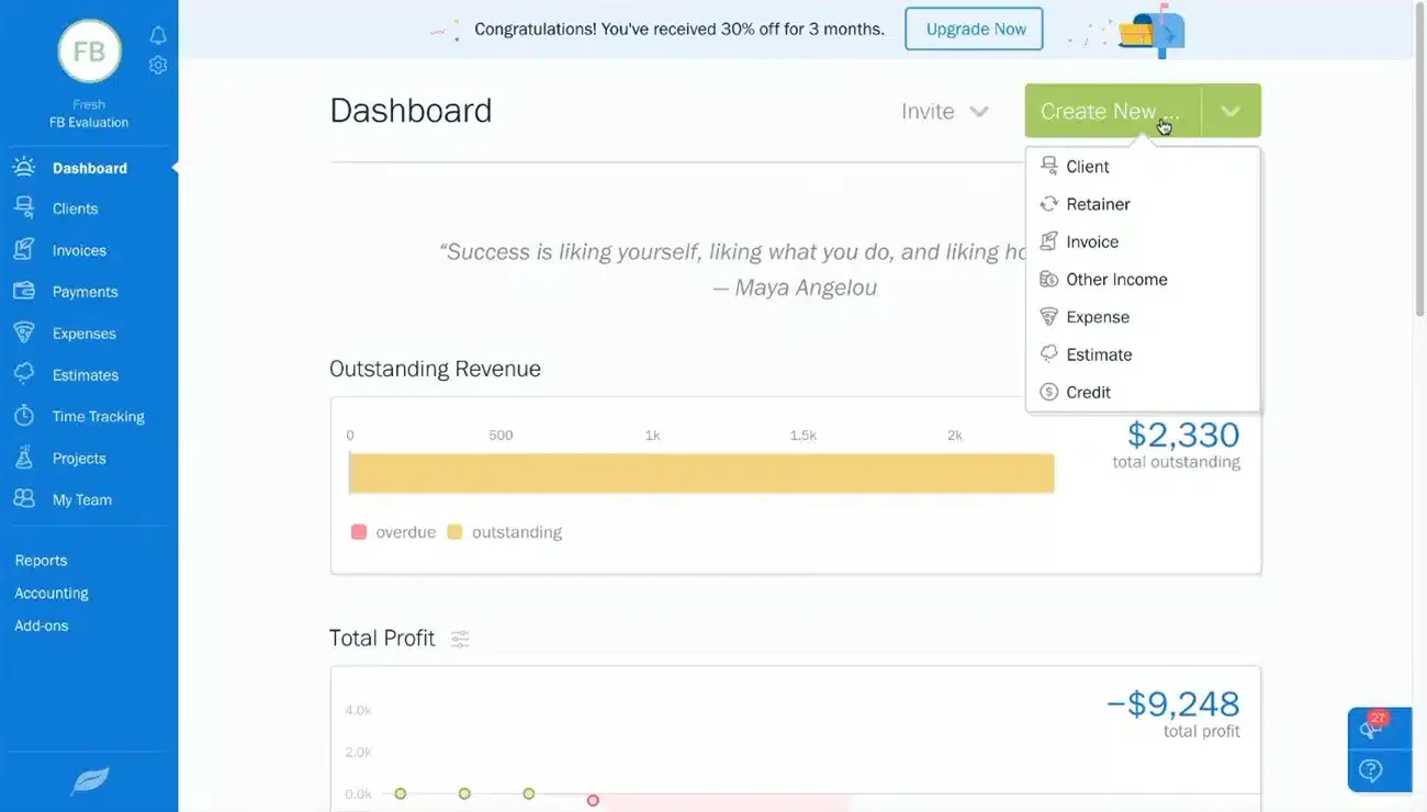 FreshBooks construction ERP Malaysia
