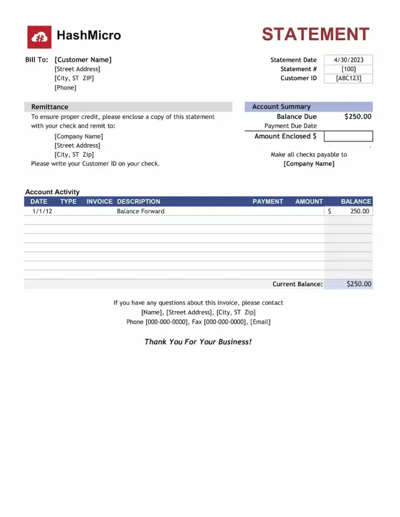 billing statement
