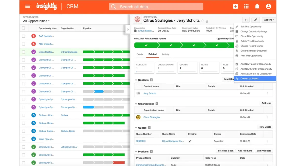 Insightly sales performance management software