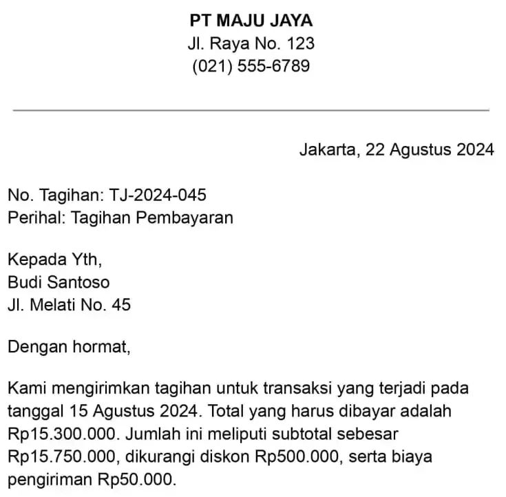 Contoh Surat Tagihan (Download)