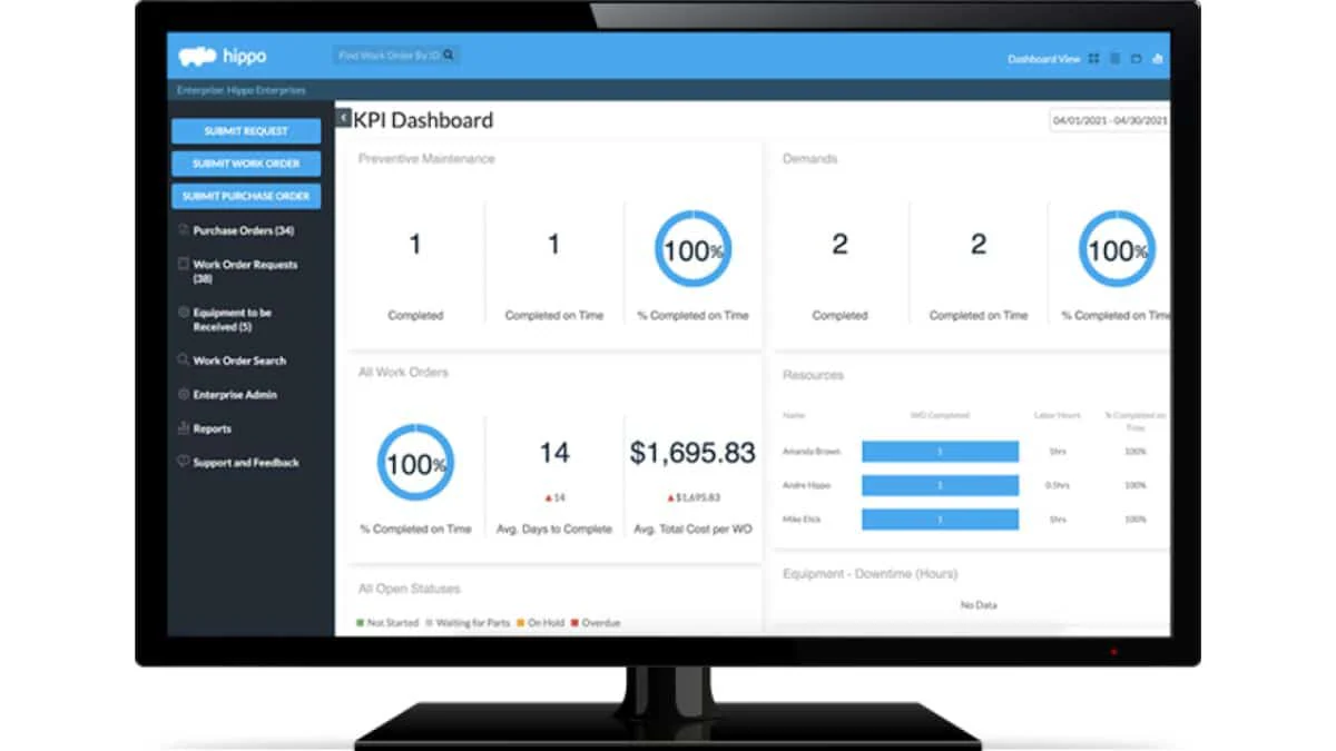Hippo equipment maintenance software