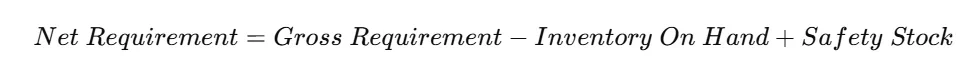 rumus net requirement
