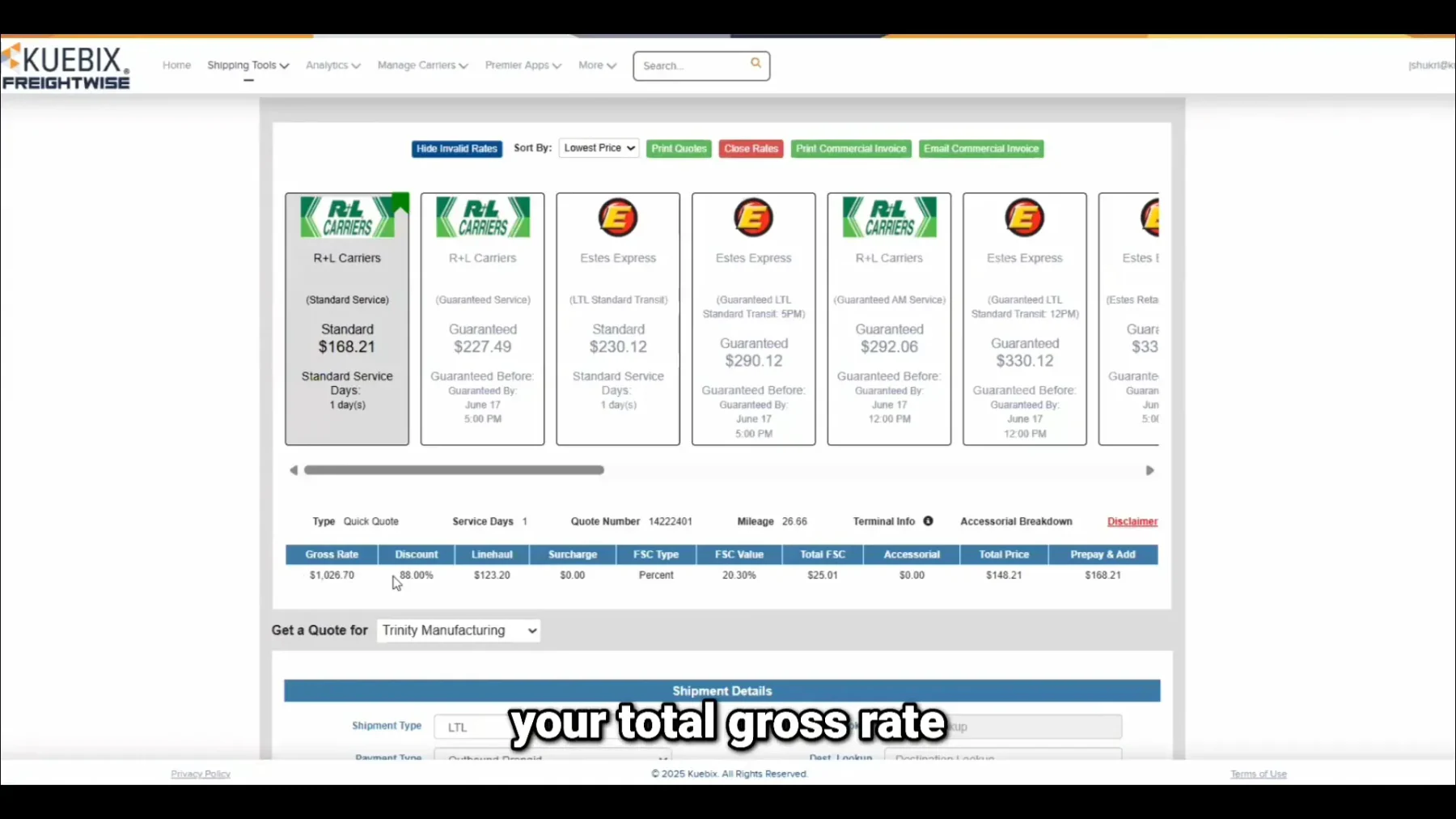 kuebix dashboard