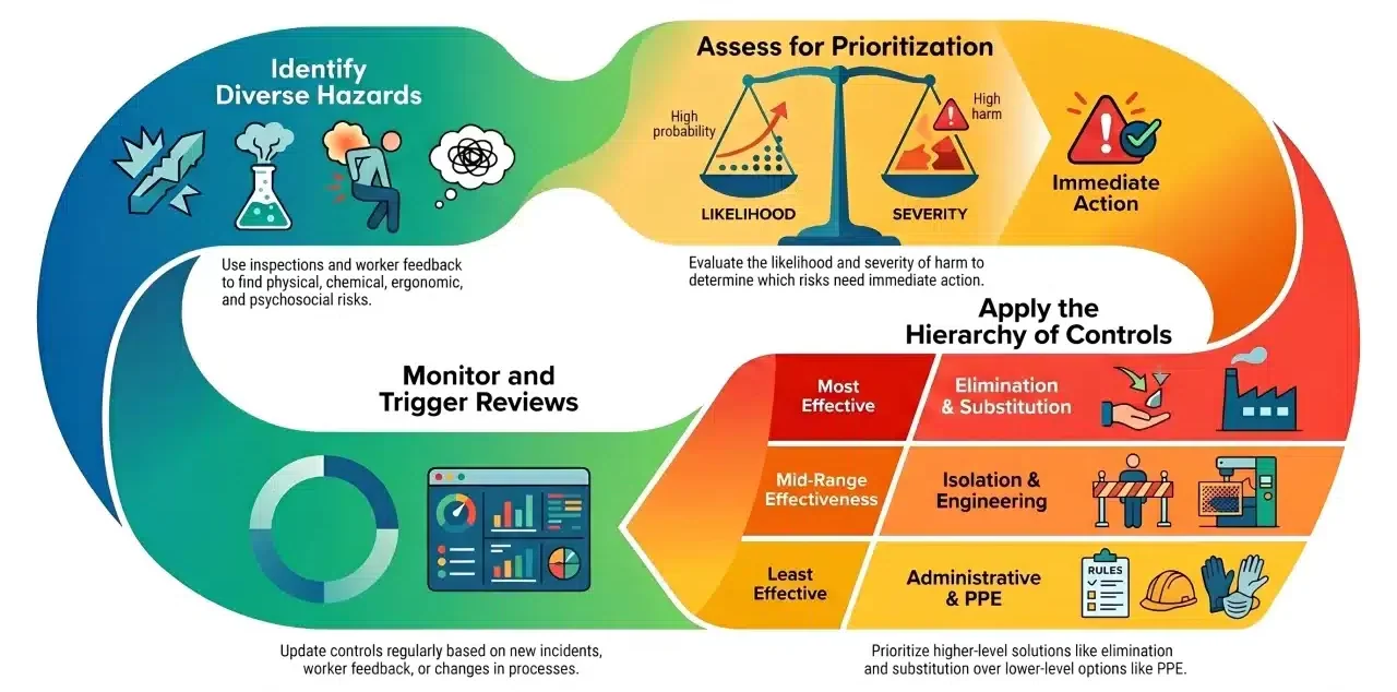 workplace risk management steps under WHS act