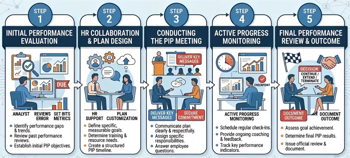 Step by step process of implementing a performance improvement plan