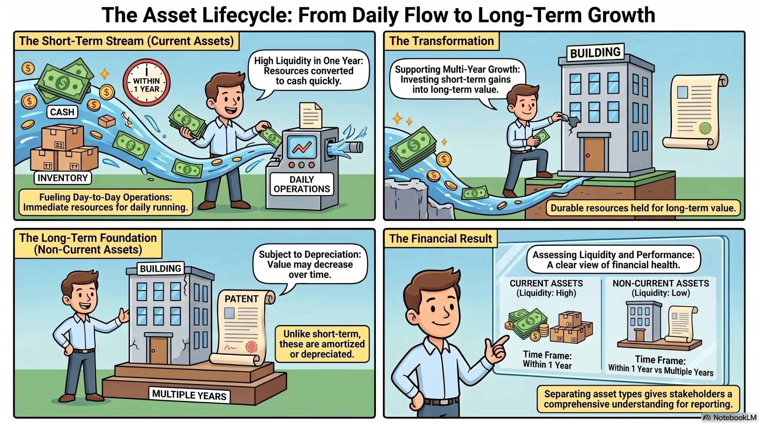 Business asset lifecycle from acquisition to disposal