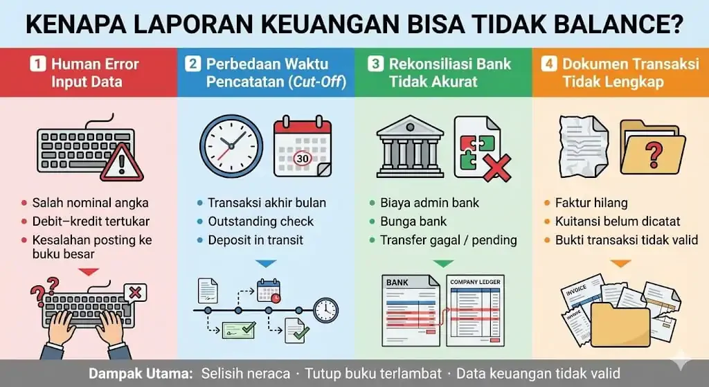 Penyebab Umum Laporan Keuangan Tidak Balance
