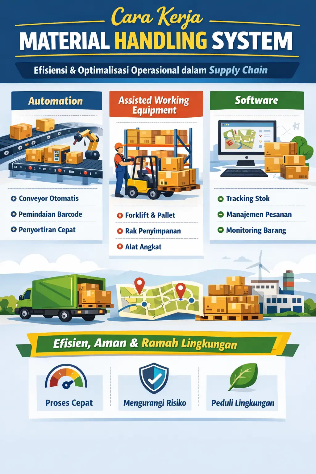 contoh penerapan material handling system di gudang