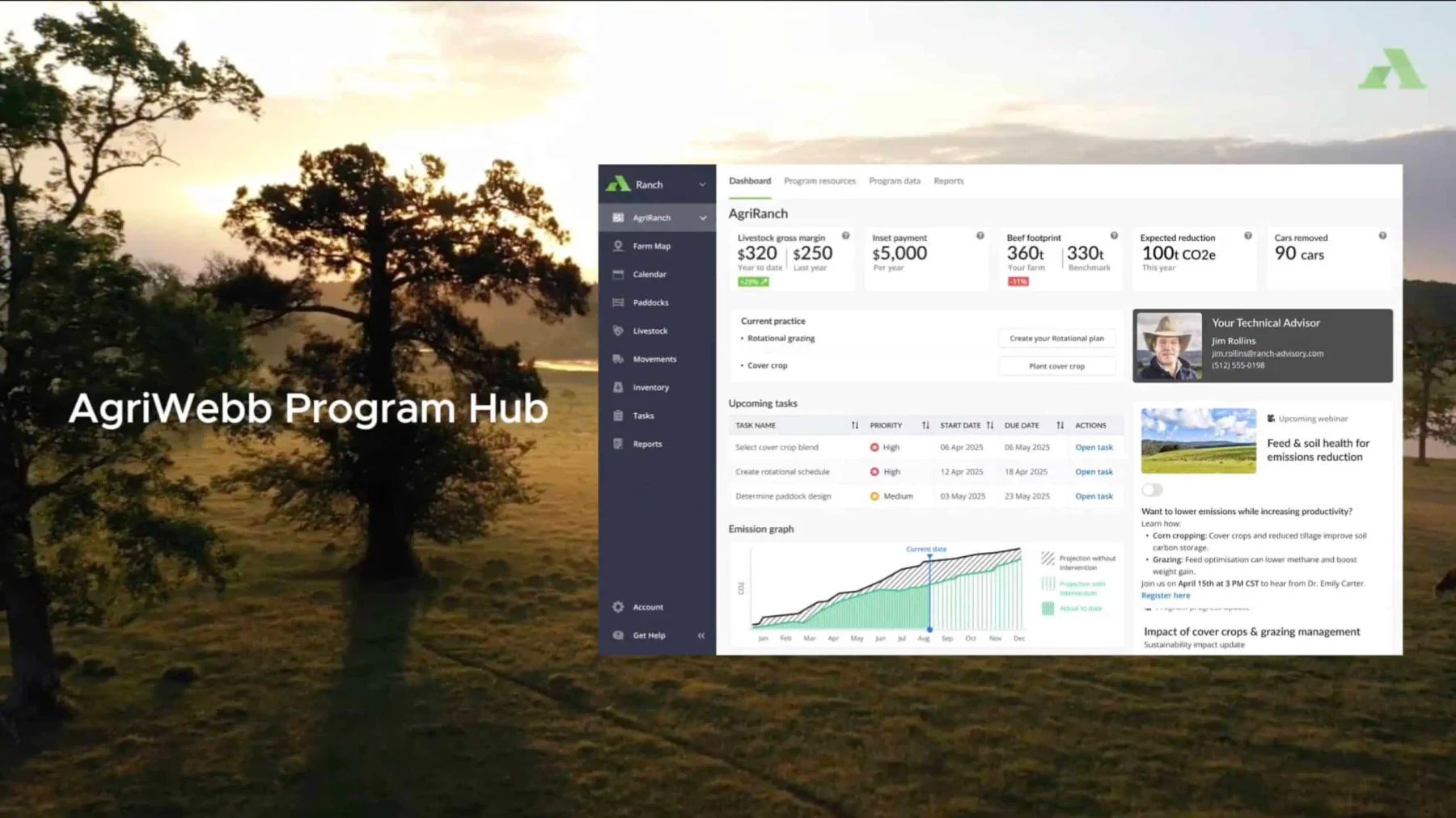 AgriWebb farm management software dashboard