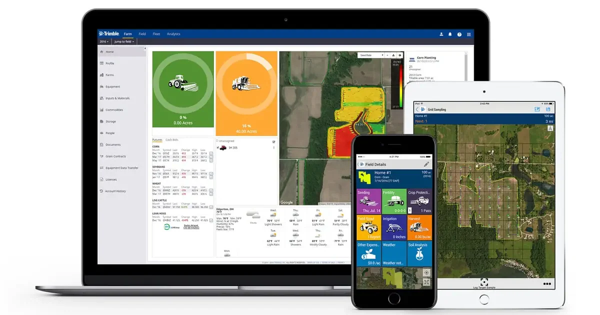 Trimble Ag farm management software dashboard