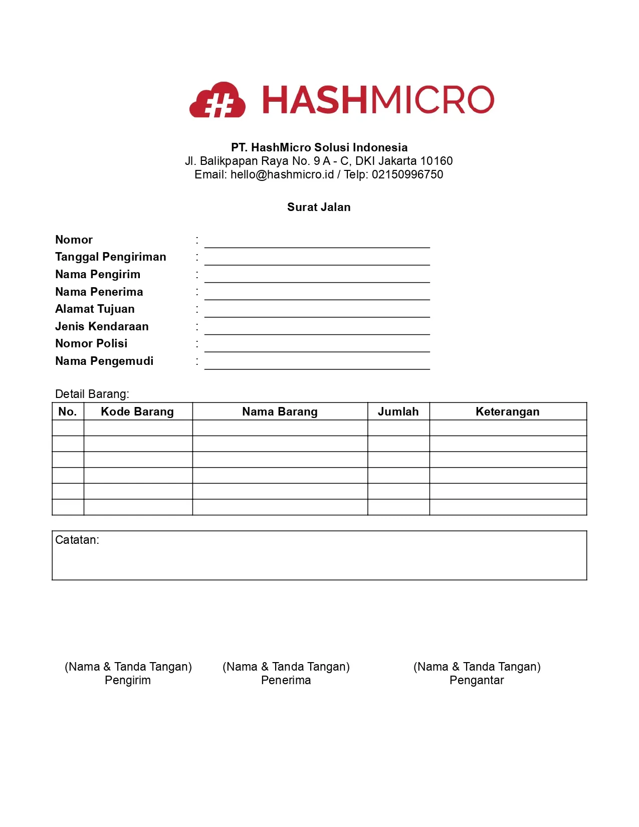 Template Surat Jalan Barang 2