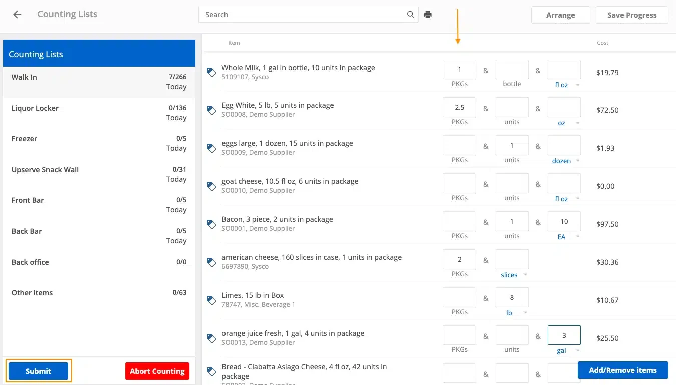 Upserve inventory management software