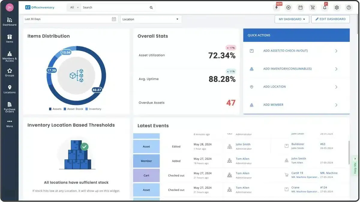 EZOfficeinventory fixed asset tracking system