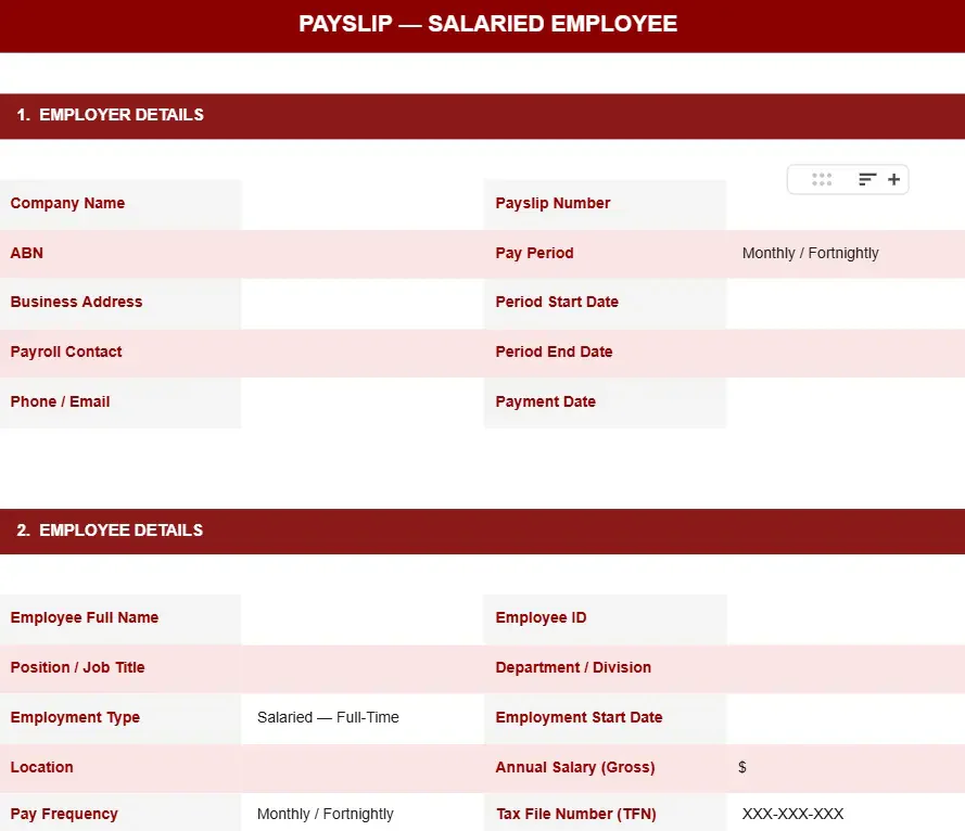 SALARIED EMPLOYEE PAYSLIP TEMPLATE