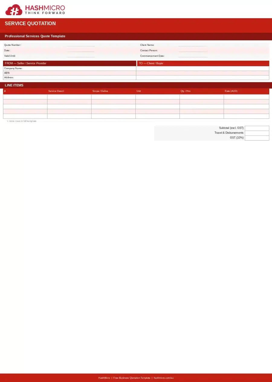 Service Quote Template