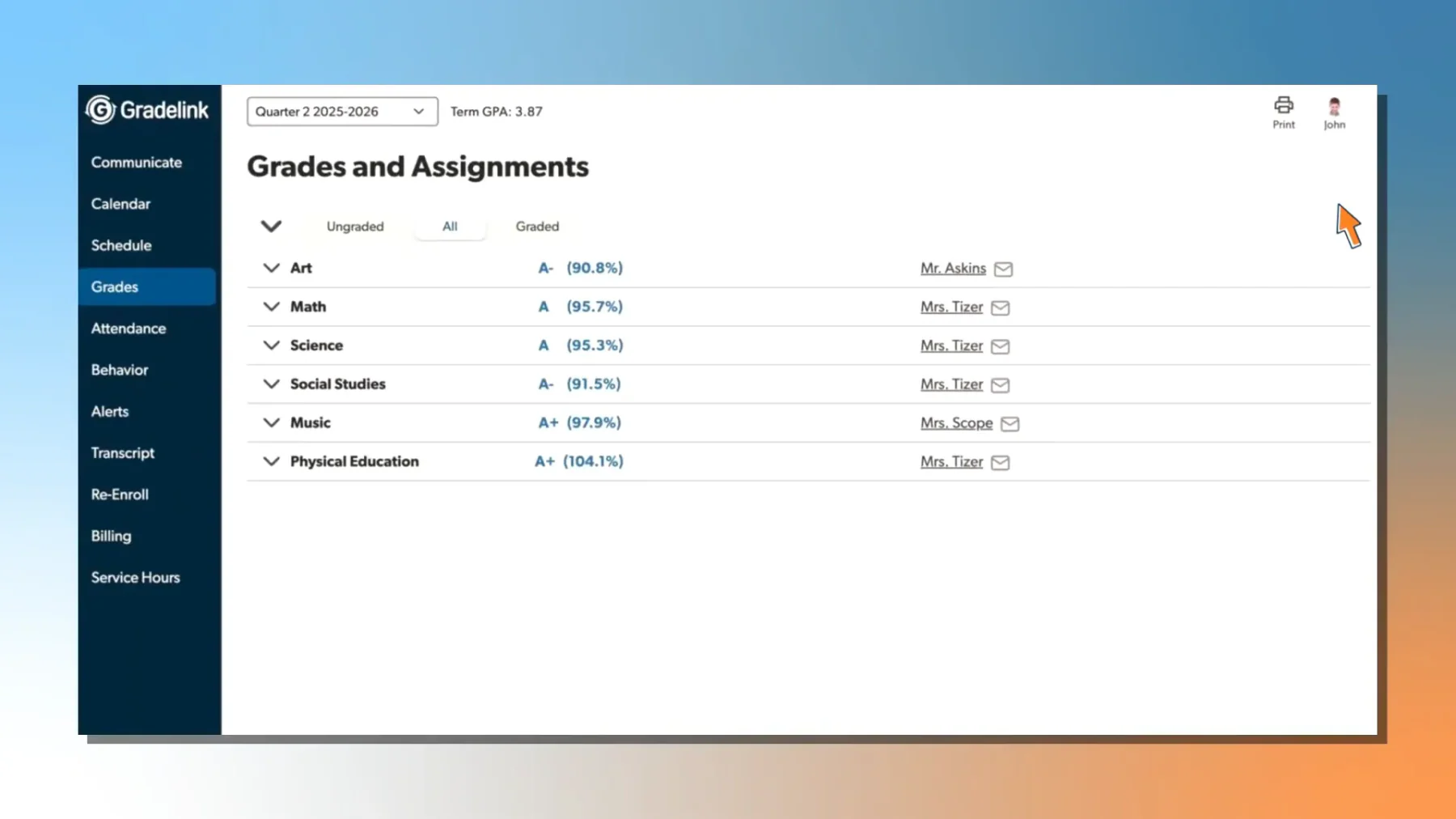 gradelink dashboard