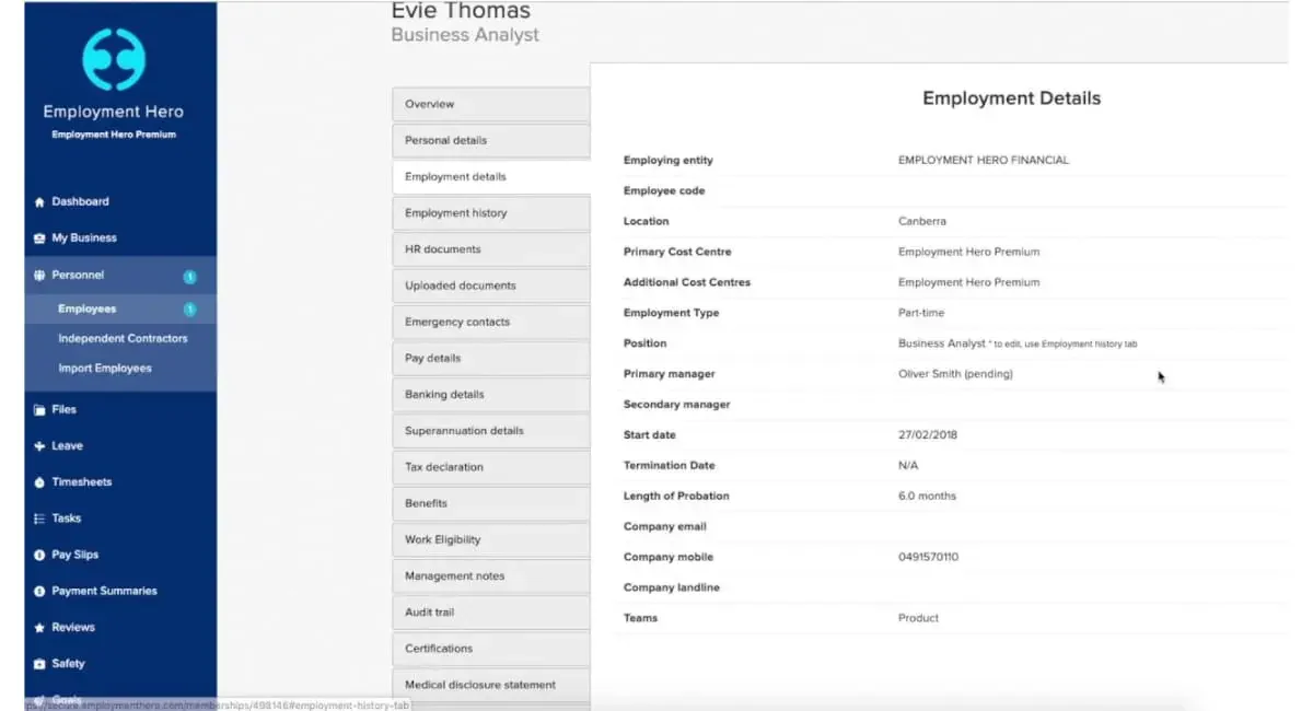 Employment Hero logistics scheduling software