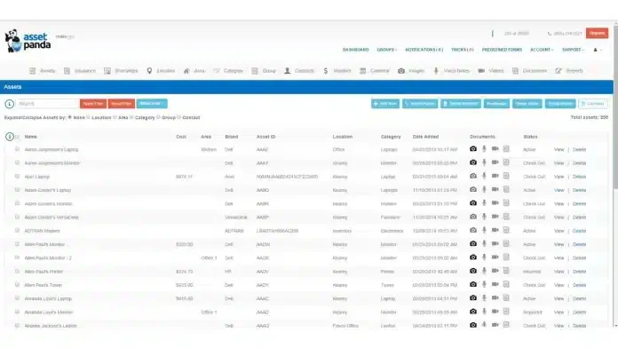 Asset Panda asset tracking software