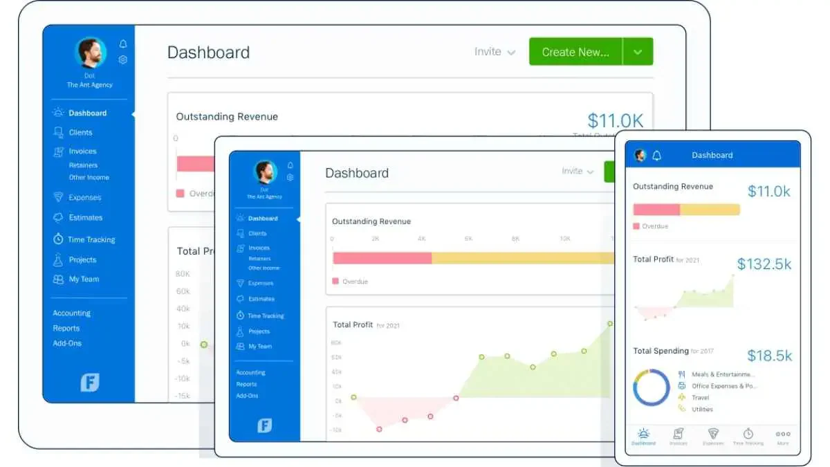 FreshBooks dashboard