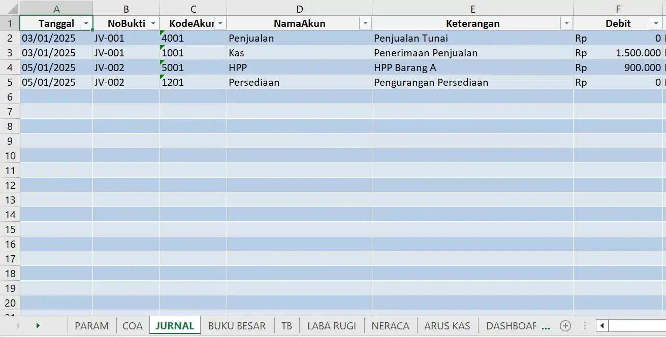 contoh laporan keuangan jurnal excel