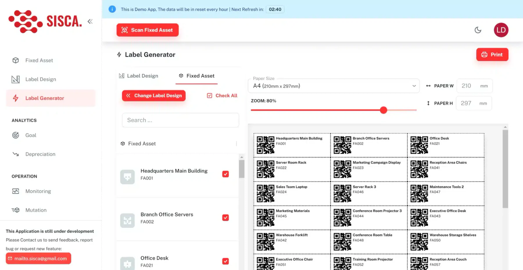 tampilan dashboard software sisca dan fiturnya