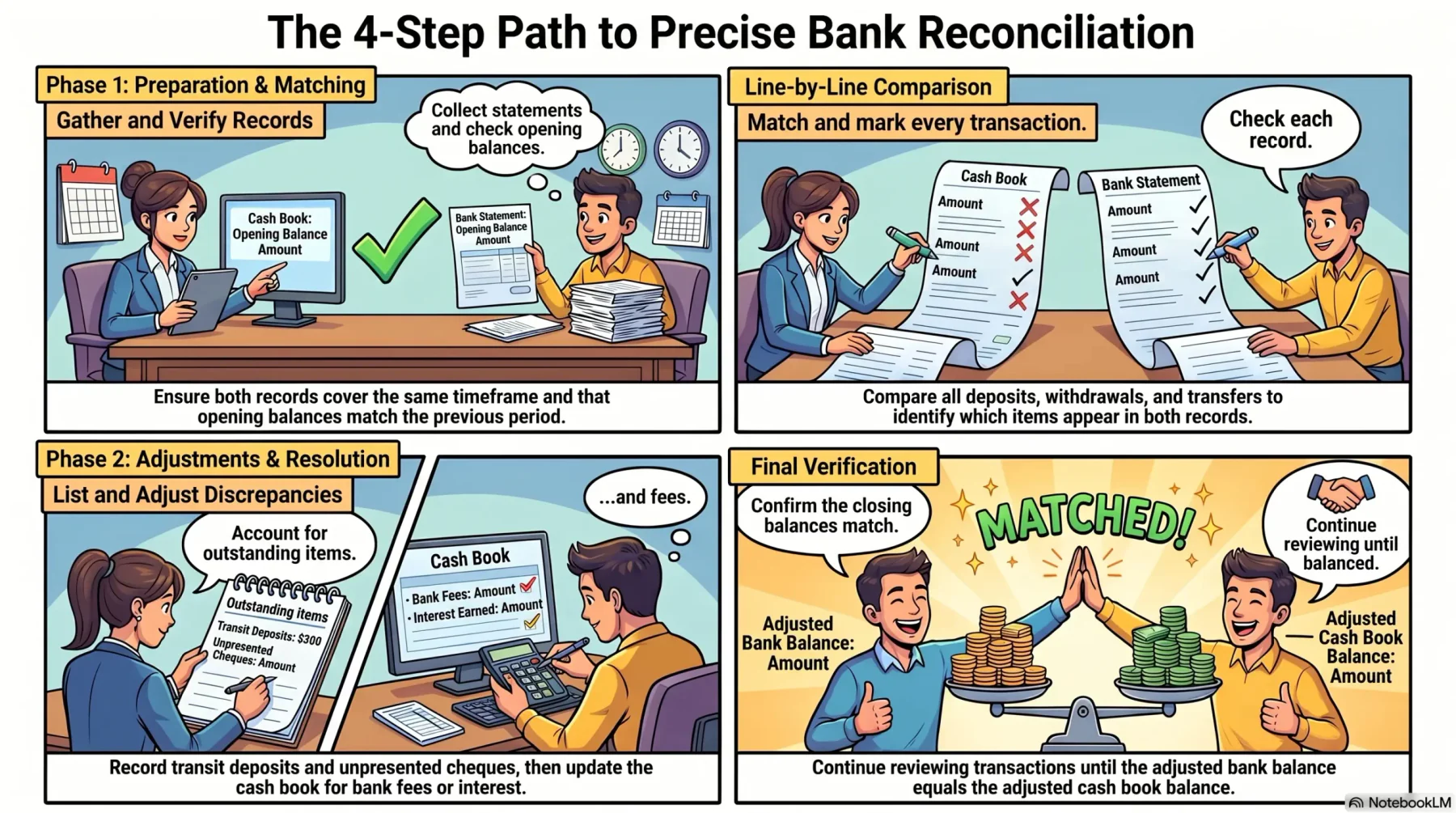 Four-step bank reconciliation process