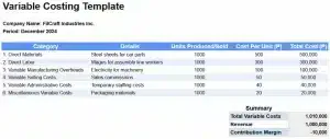 variable costing template