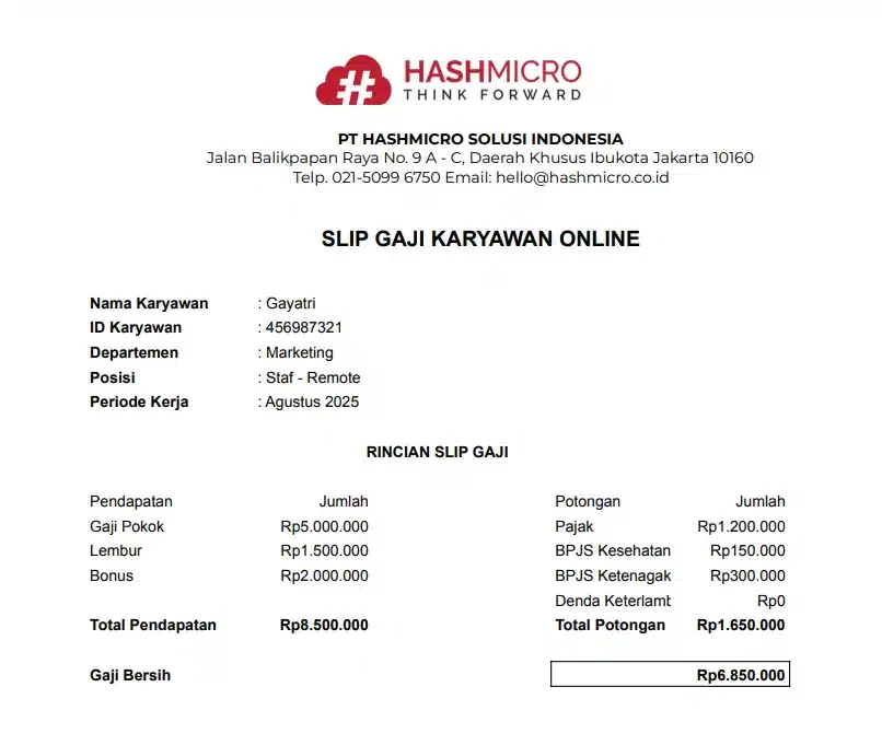 Contoh Slip Gaji Karyawan Online