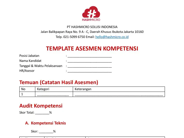 Template Asesmen Kompetensi Karyawan