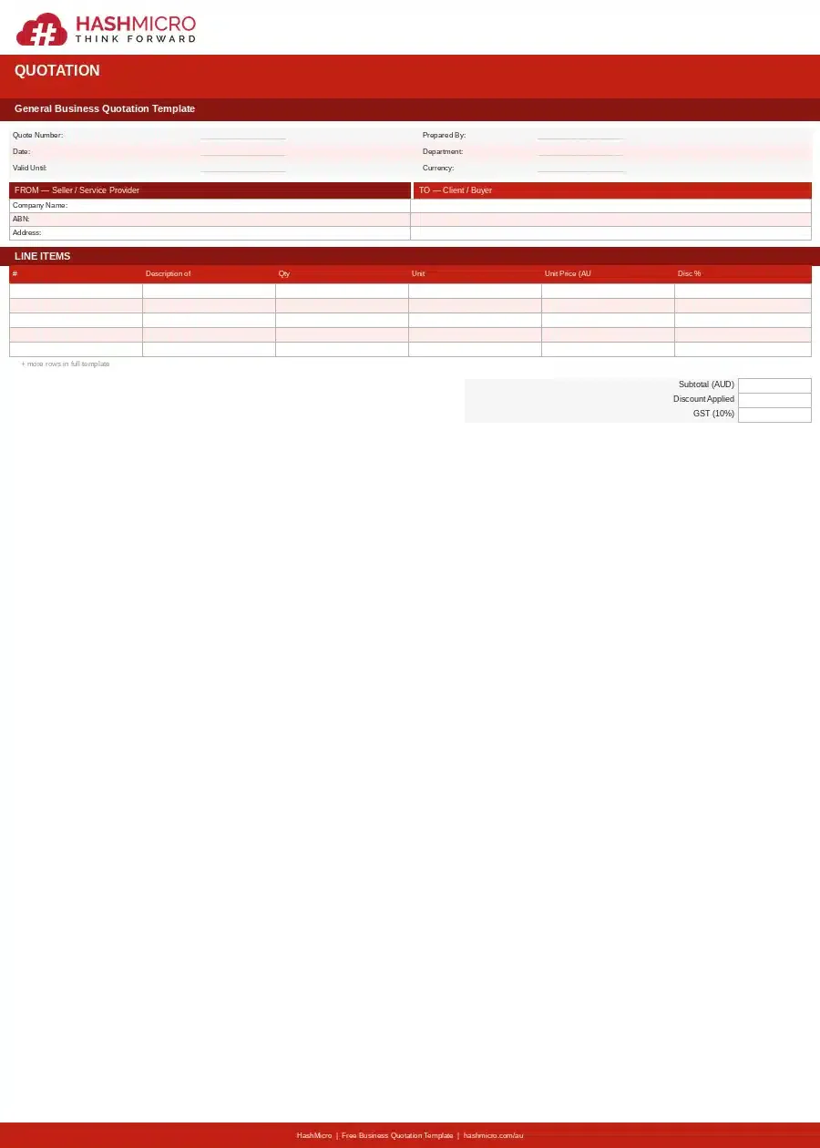 General Business Quotation Template