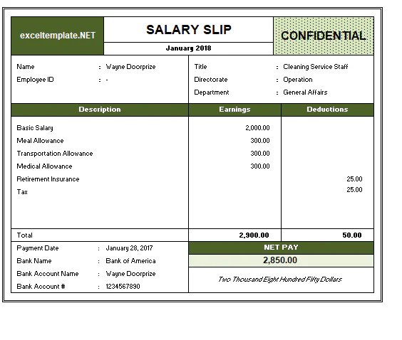 Salary Slip Example