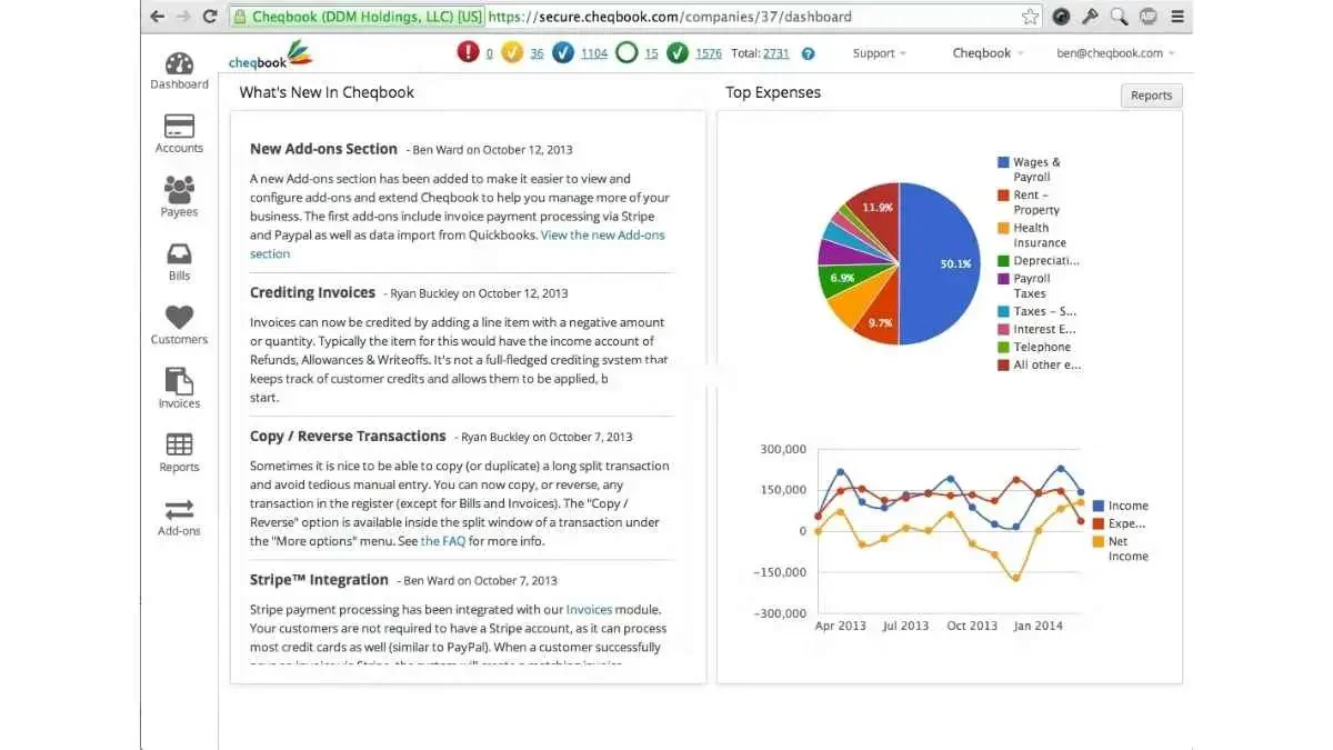 CheqBook dashboard