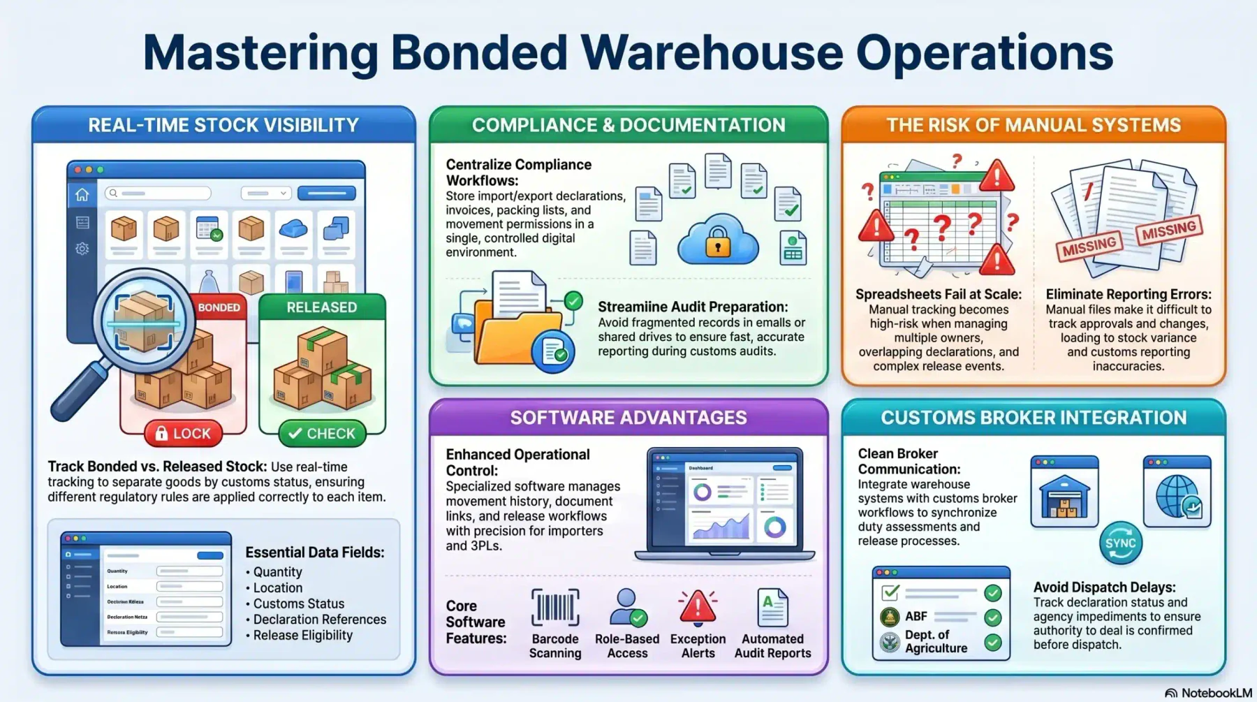 Bonded warehouse operations infographic
