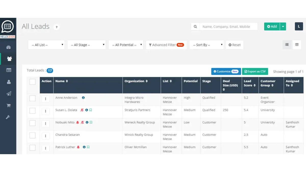 Helloleads sales management software