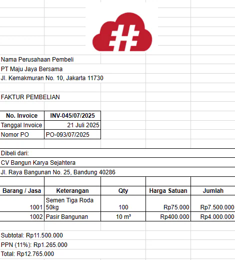 purchasing invoice