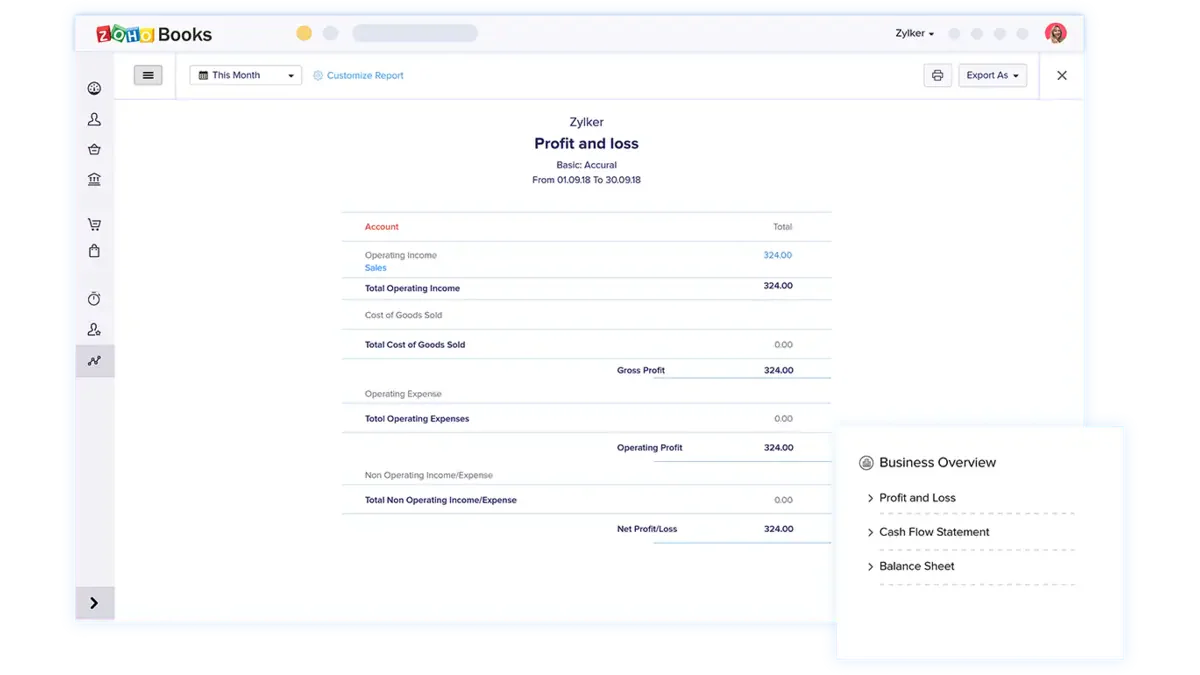 Zoho Books Bookkeeping Software