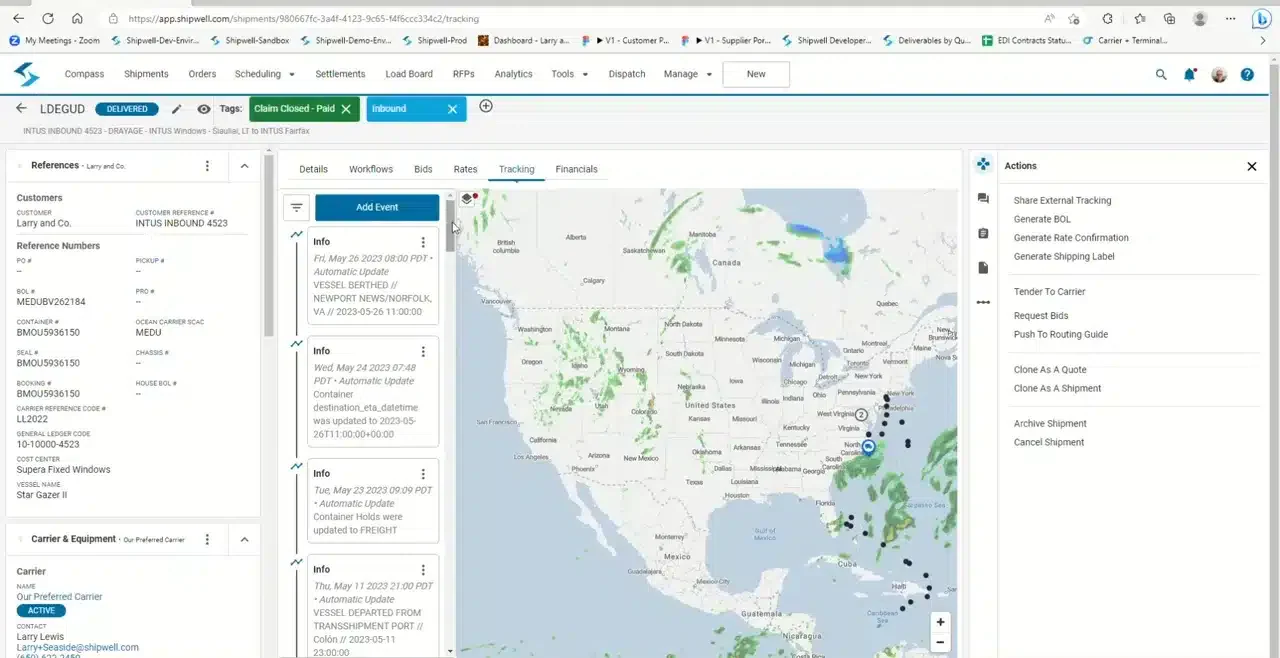 shipwell dashboard