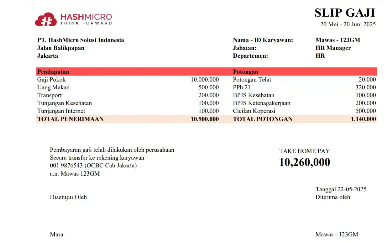 Contoh Slip Gaji Karyawan Swasta