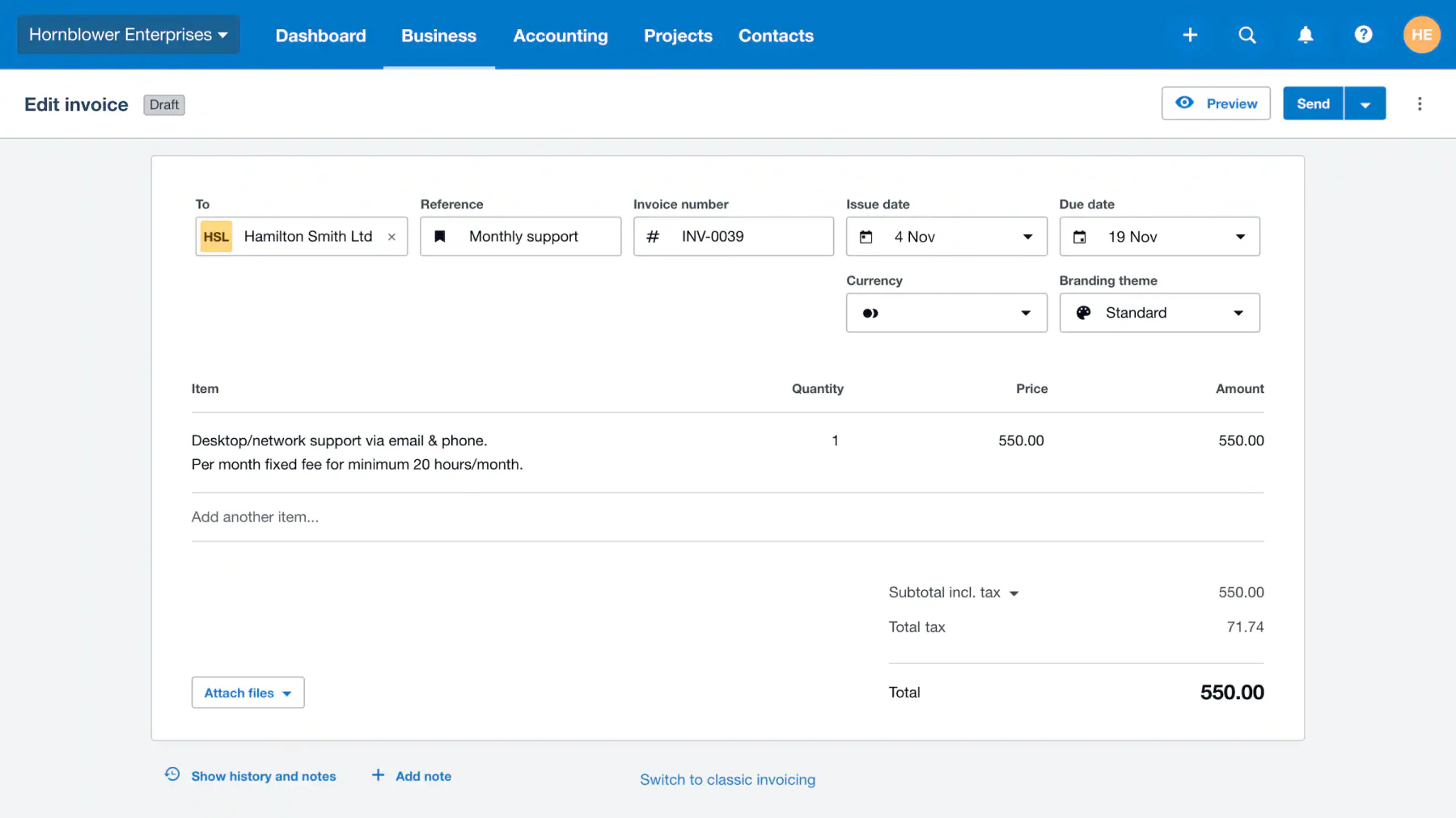 xero e-invoicing software