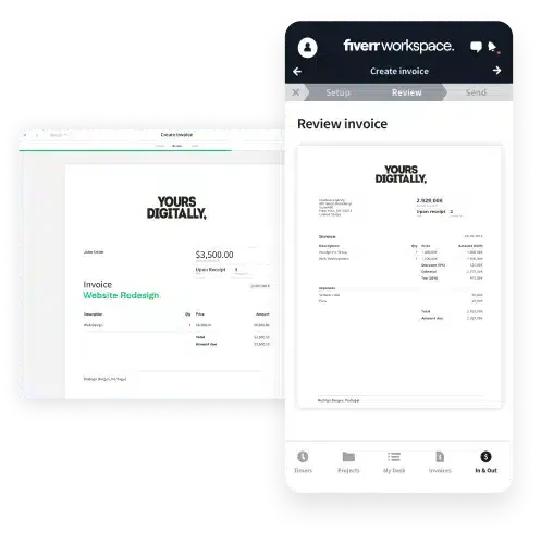 Aplikasi Invoice Fiverr Workspace